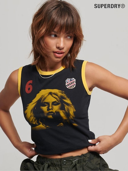 Superdry Black 100% Cotton Ringspun Allstars DH Graphic Vest (D59092) | €35