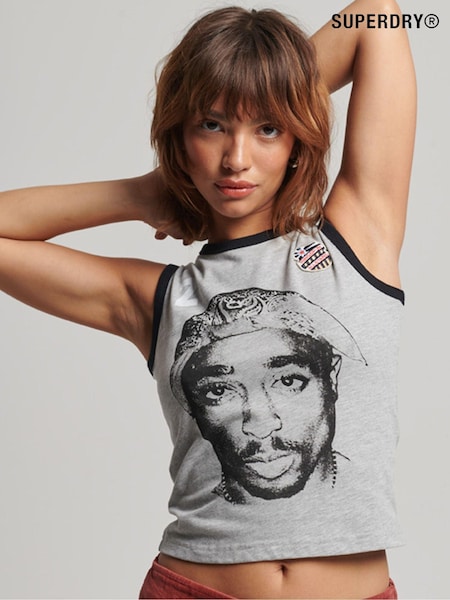 Superdry Grey 100% Cotton Ringspun Allstars TP Graphic Vest (D59095) | €35