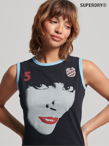 Superdry Black 100% Cotton Ringspun Allstars KB Graphic Vest (D59096) | €35
