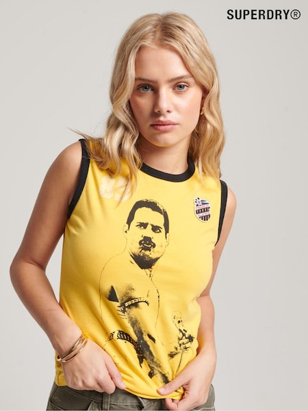 Superdry Yellow 100% Cotton Ringspun Allstars Vintage Re-Issue Vest Top (D59097) | €35