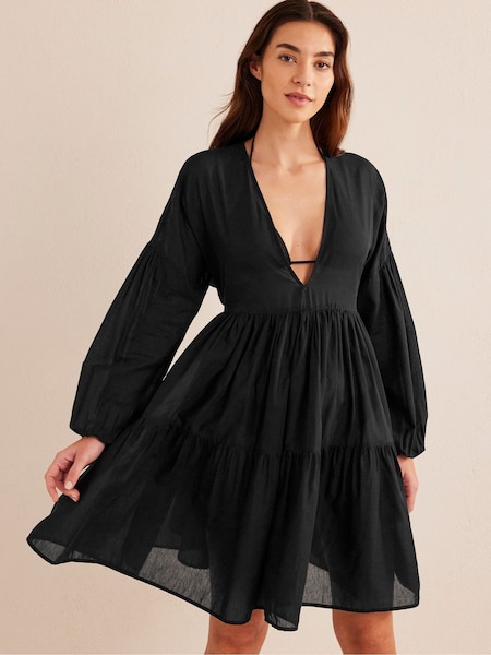 Boden Black Tiered Swing Mini Dress (D59289) | €22.50