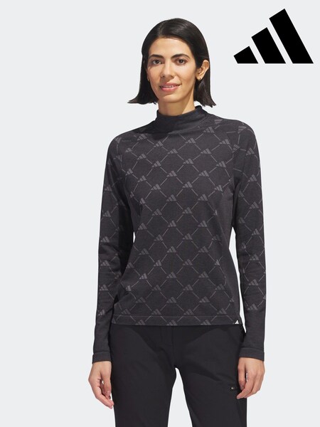 adidas Golf Ultimate 365 Tour Monogram Mock Neck Long-Sleeve Black Top (D59442) | €53