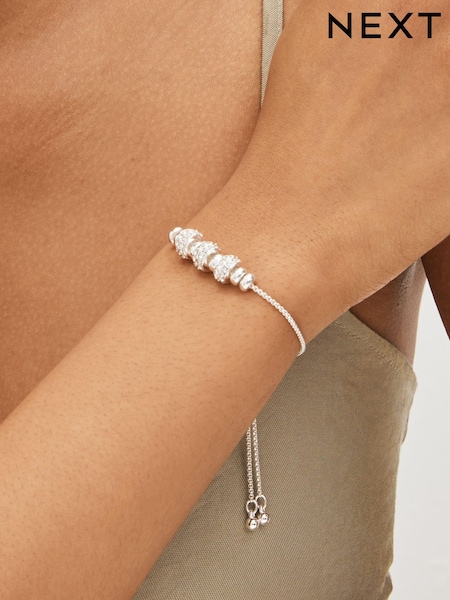 Silver Tone Sparkle Popcorn Beaded Pully Bracelet (D59616) | €13