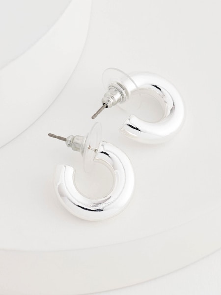 Silver Tone Small Chubby Hoop Earrings (D59661) | €3.50