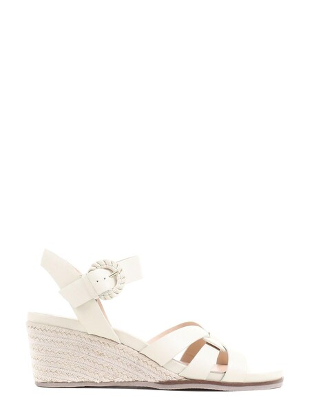 Jones Bootmaker Cream Loriana Leather Woven Wedge Sandals (D60053) | €61