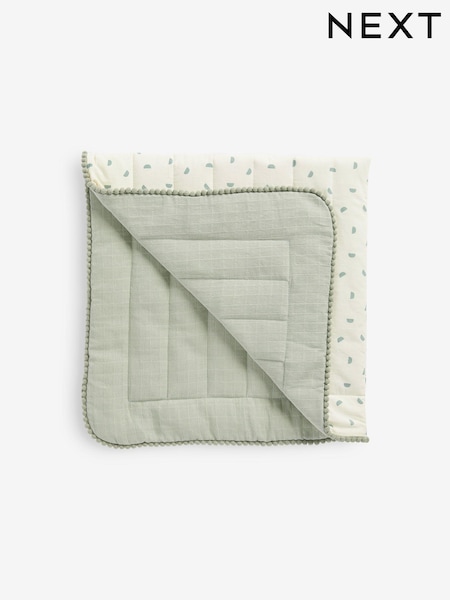 Green Printed Quilted Trim Blanket (D60143) | €15