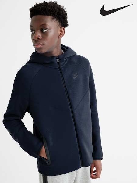 Albastru închis - Hanorac Nike Tech din fleece cu fermoar (D60171) | 271 LEI