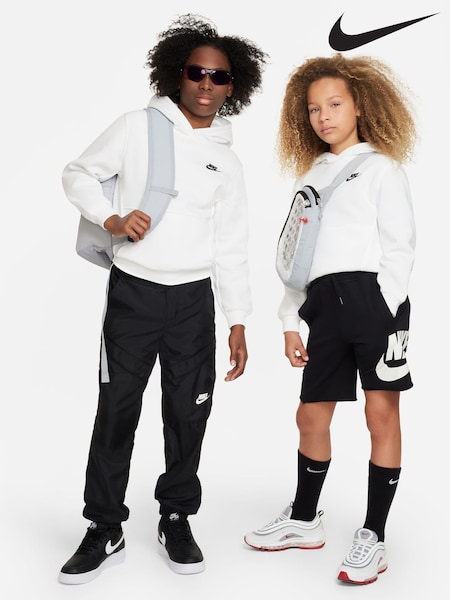 Valkoinen - Nike Club Fleece -neulepusero Huppari (D60240) | €60