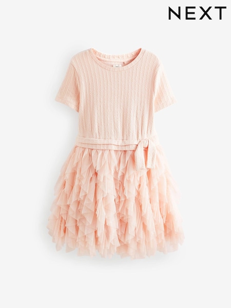 Pink Textured Mesh Frill Dress (3-12yrs) (D60323) | € 10 - € 12