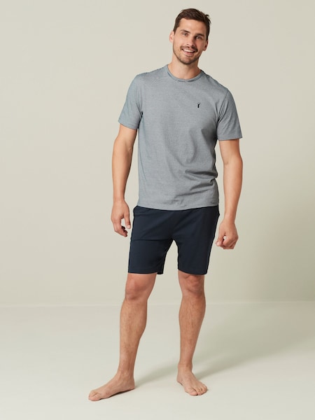 Blue Fine Stripe / Navy 100% Cotton Jersey Pyjama Shorts Set (D60781) | €13.50