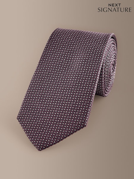 Rojo burdeos - Regular Signature Textured Silk Tie