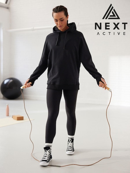 Black Active Longline Overhead Hoodie (D60920) | AED71