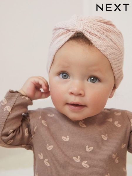 Pink Baby Knitted Turban Hat (0mths-3yrs) (D61070) | €2