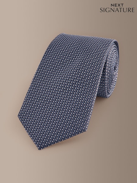 Blue - Regular Signature Textured Silk Tie