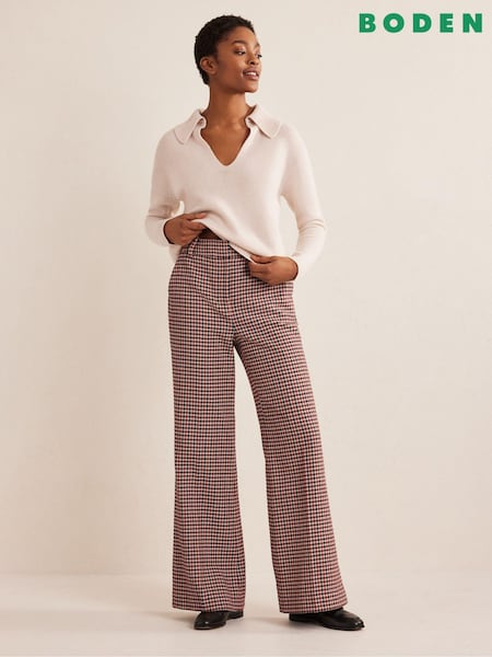 Boden Natural Relaxed Flare Wool Trousers (D61133) | €82
