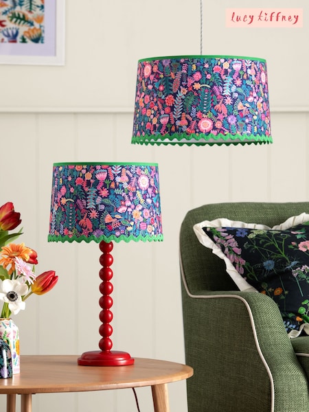 Lucy Tiffney Navy Floral RicRac Easyfit Lamp Shade (D61580) | €47 - €61