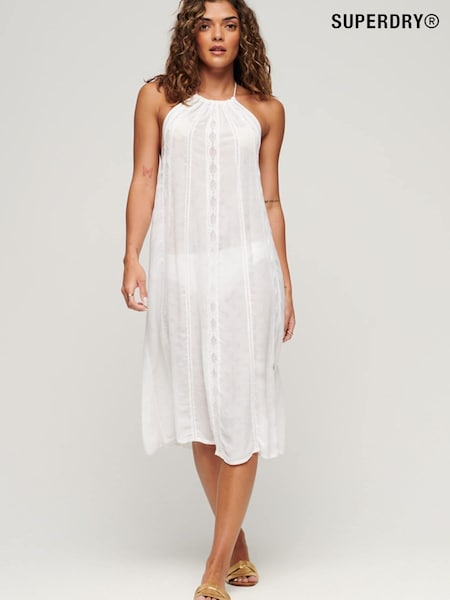 Superdry White Vintage Halter Neck Midi Dress (D61727) | €37