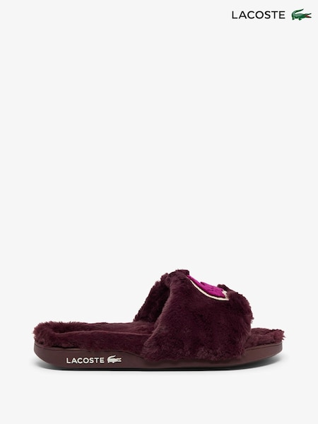 Sarkans - Lacoste flīsa oderētas čības ar slaidu