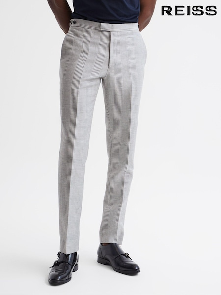 Reiss Grey Matinee Wool Linen Blend Slim Fit Trousers (D62089) | €195