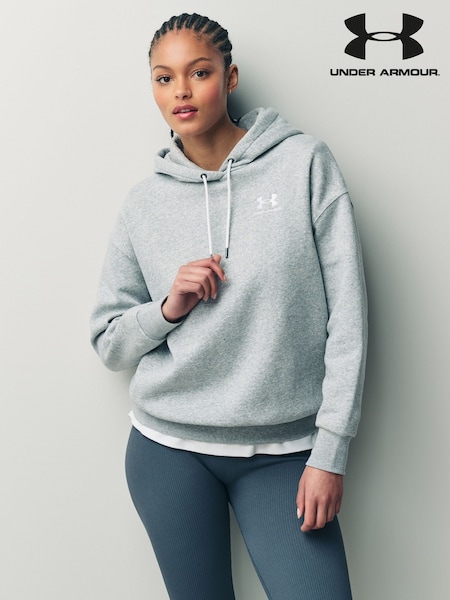 Under Armour Grey Oversized Essential Fleece hoodie (D62124) | ₪302