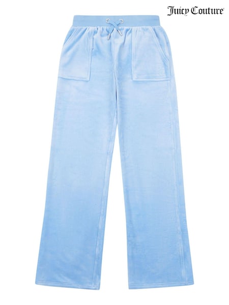 Juicy Couture Girls Blue Velour Patch Pocket Joggers (D62761) | AED77 - AED93