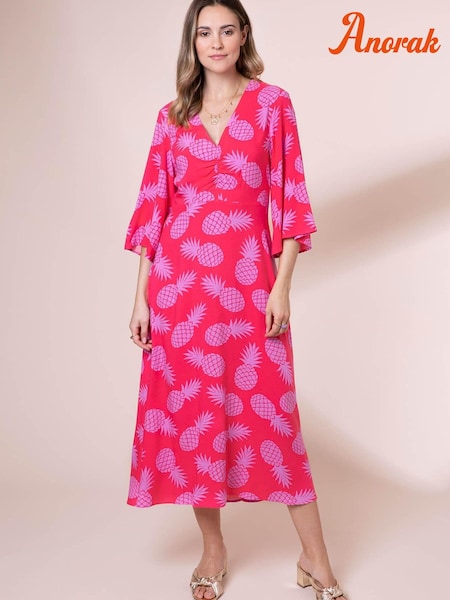 Anorak Pink Pineapples EcoVero Erin Midi Dress (D62884) | 76 €