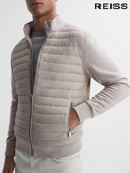 Reiss Stone Flintoff Hybrid Quilt and Knit Zip-Through Jacket (D62920) | €257