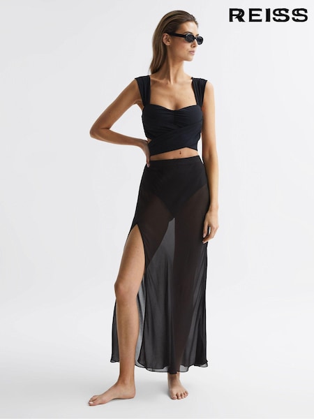 Reiss Casey Sheer High Rise Midi Skirt (D63017) | €217