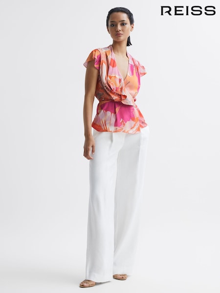 Reiss Corey Tropical Print Wrap Blouse (D63020) | 227 €