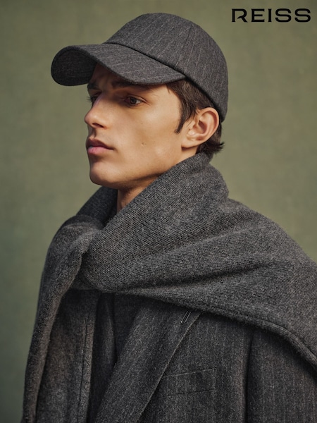 炭灰色 - Regular Reiss Palmer Monogram Pinstripe Baseball Cap
