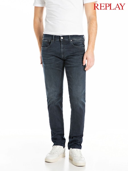 Blue - Regular Replay Replay Grover Hyperflex Blue Black Denim Jeans