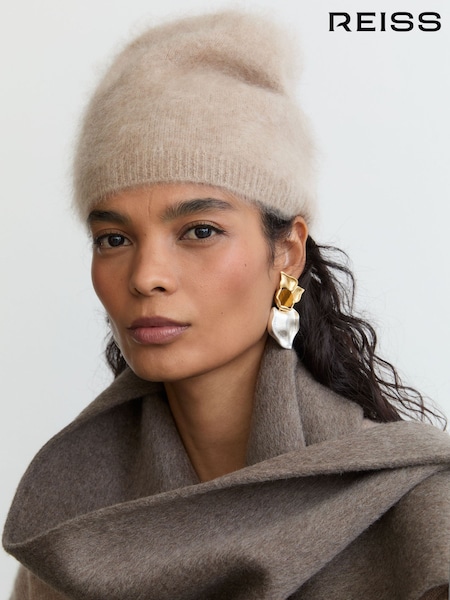 Neutro - Reiss Ava Brushed Cashmere Beanie Hat