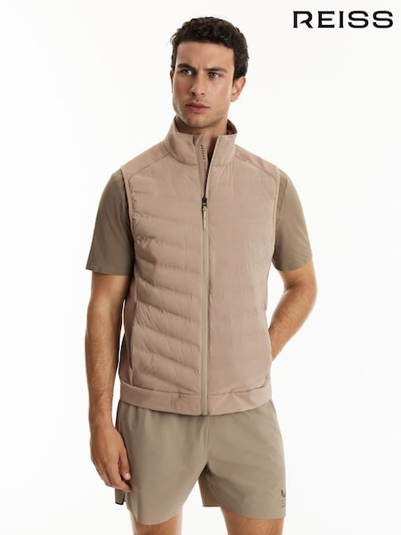beige - Regular Reiss Hybrid Gilet Reiss | Castore Hybrid Quilted Gilet