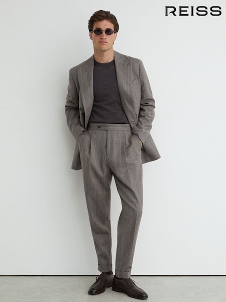 siva - Classic Fit Reiss Deal Wool Pinstripe Suit Trousers