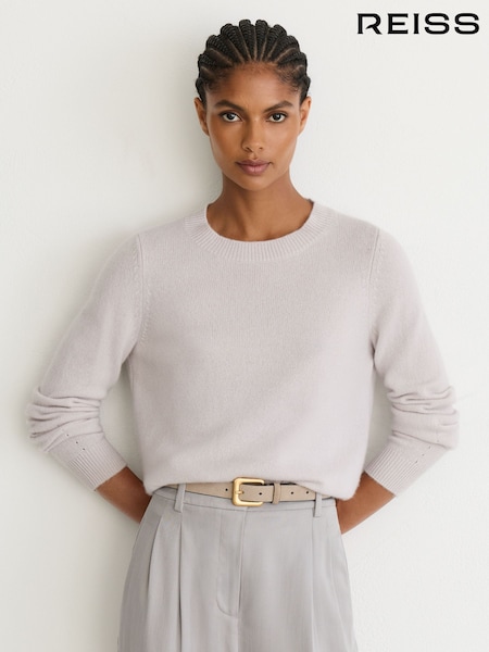 Piedra Neutral - Reiss Mimi 100% Cashmere Crew-neck Jumper