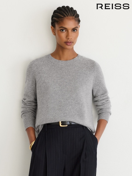 Grey Marl - Reiss Mimi 100% Cashmere Crew-neck Jumper