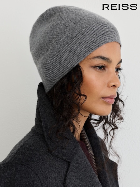 Gris - Reiss Mollie 100% Cashmere Beanie