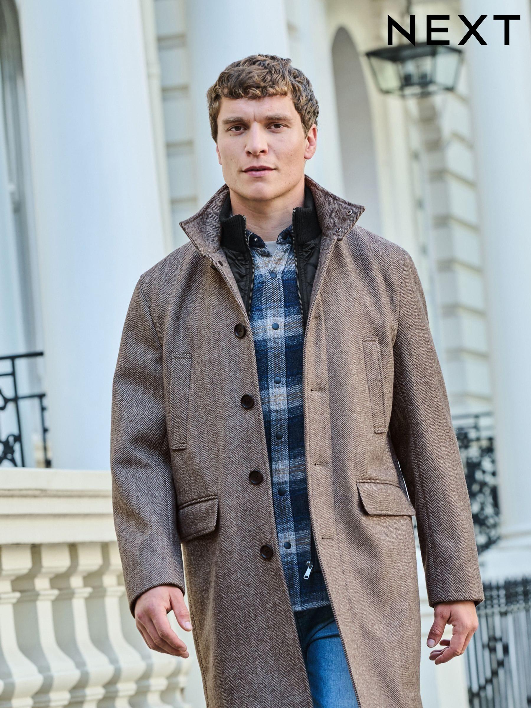 Men s Cream Wool Coatsandjackets Next Oman