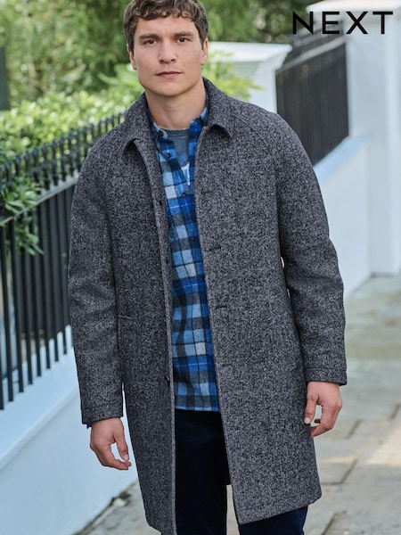 Grey Textured Wool Rich Car Coat (D63520) | €83