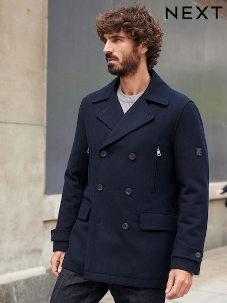 Mornarsko modra - Wool Rich Double Breasted Peacoat (D63528) | € 44