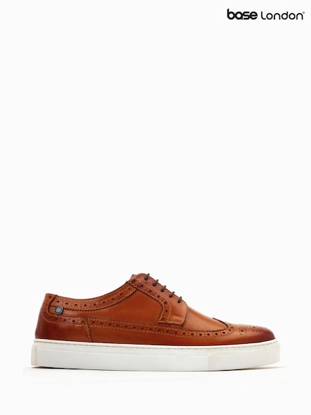 Base London Mickey Lace Up Brown Brogue Trainers (D63612) | 327 LEI
