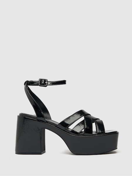 Schuh Sloane Black Strappy Platform Heels (D63626) | €25