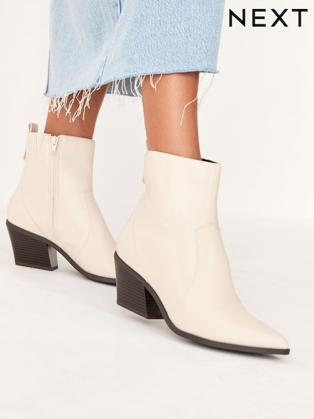Bone White Regular/Wide Fit Forever Comfort® Cowboy Western Ankle Boots (D63898) | €29