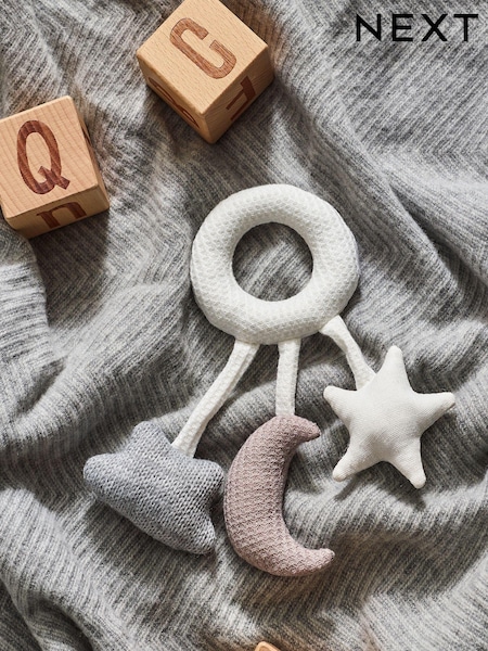 White Moon & Star Baby Rattle (D63975) | €9