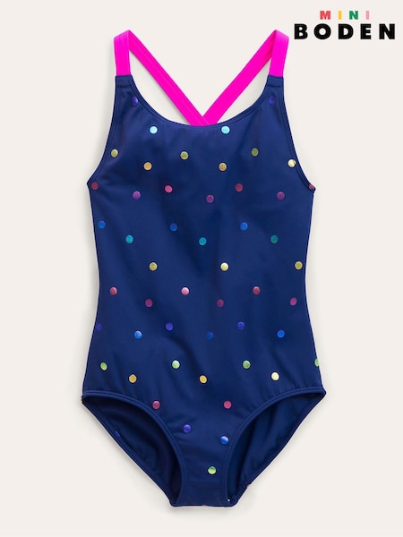Blau - Boden Cross-Back Printed Swimsuit (D64136) | 18 € - 20 €