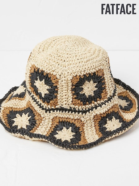 FatFace Natural Crochet Bucket Hat (D64451) | €18.50