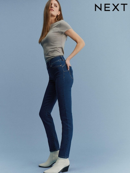 Clătiți albastru - Colanți slim elastici cu elastic în talie și Denim sculptați (D64500) | 91 LEI