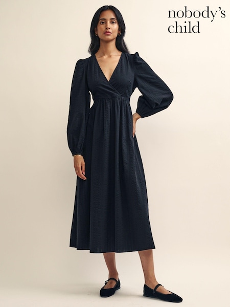 Nobody's Child Martha Wrap Black Midi Dress (D64513) | €44
