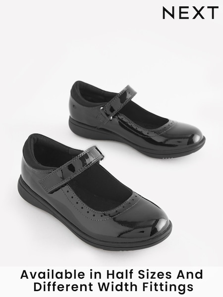 Svart lakk - School Leather Brogue Detail Mary Jane Shoes (D64671) | kr468 - kr618