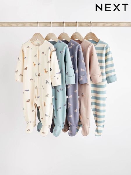 Modrozelena modra - Baby 100% Cotton Sleepsuits 5 Pack (0-2yrs) (D65241) | € 24 - € 25